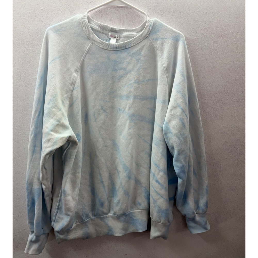 Flirtitude Active Womens Blue Tie Dye Raglan Sweatshirt Large 11AQ-APRC